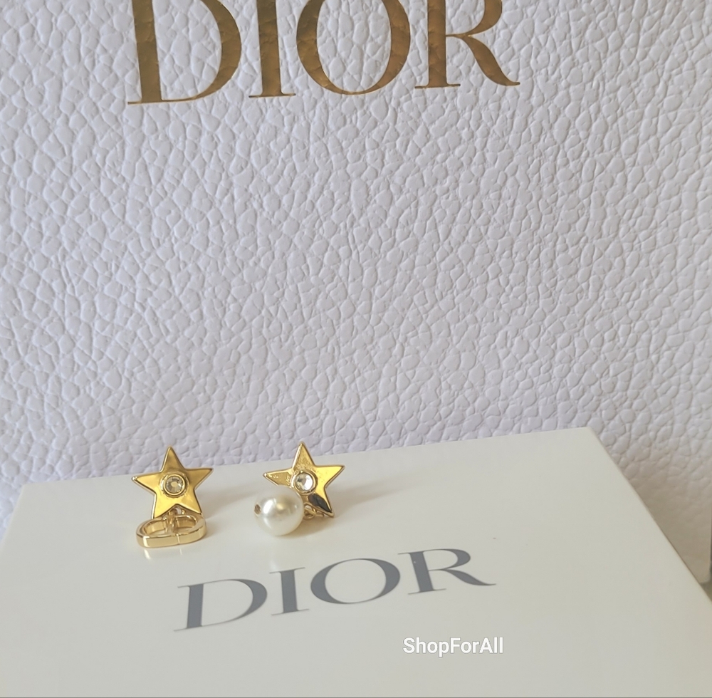 DIOR LUCKY Star Gold -finish Metal And White Pearls - Picture 12 of 14
